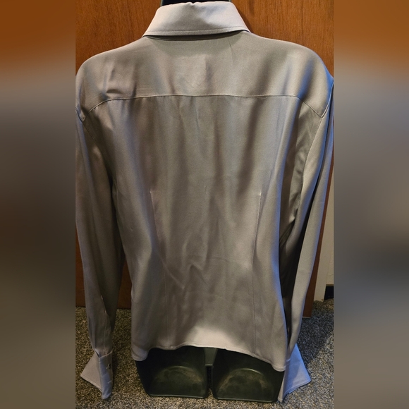 Armani Collezioni steel Chic silk Blouse sz12 - Picture 6 of 8